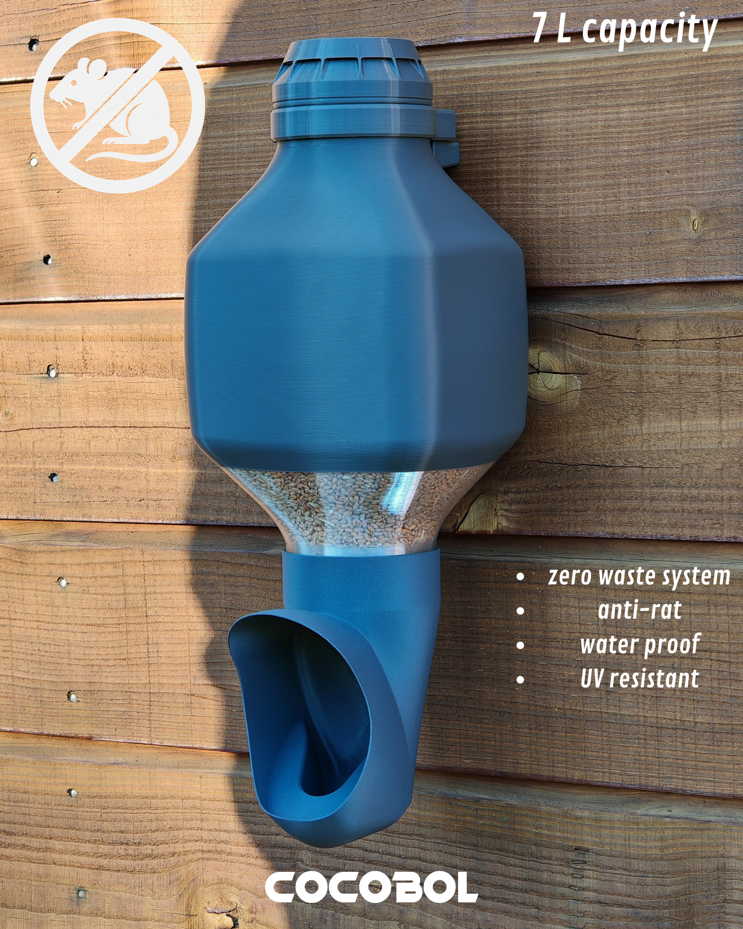 Mangeoire poule anti rats et anti gaspillage réservoir rectangulaire – Cocobol