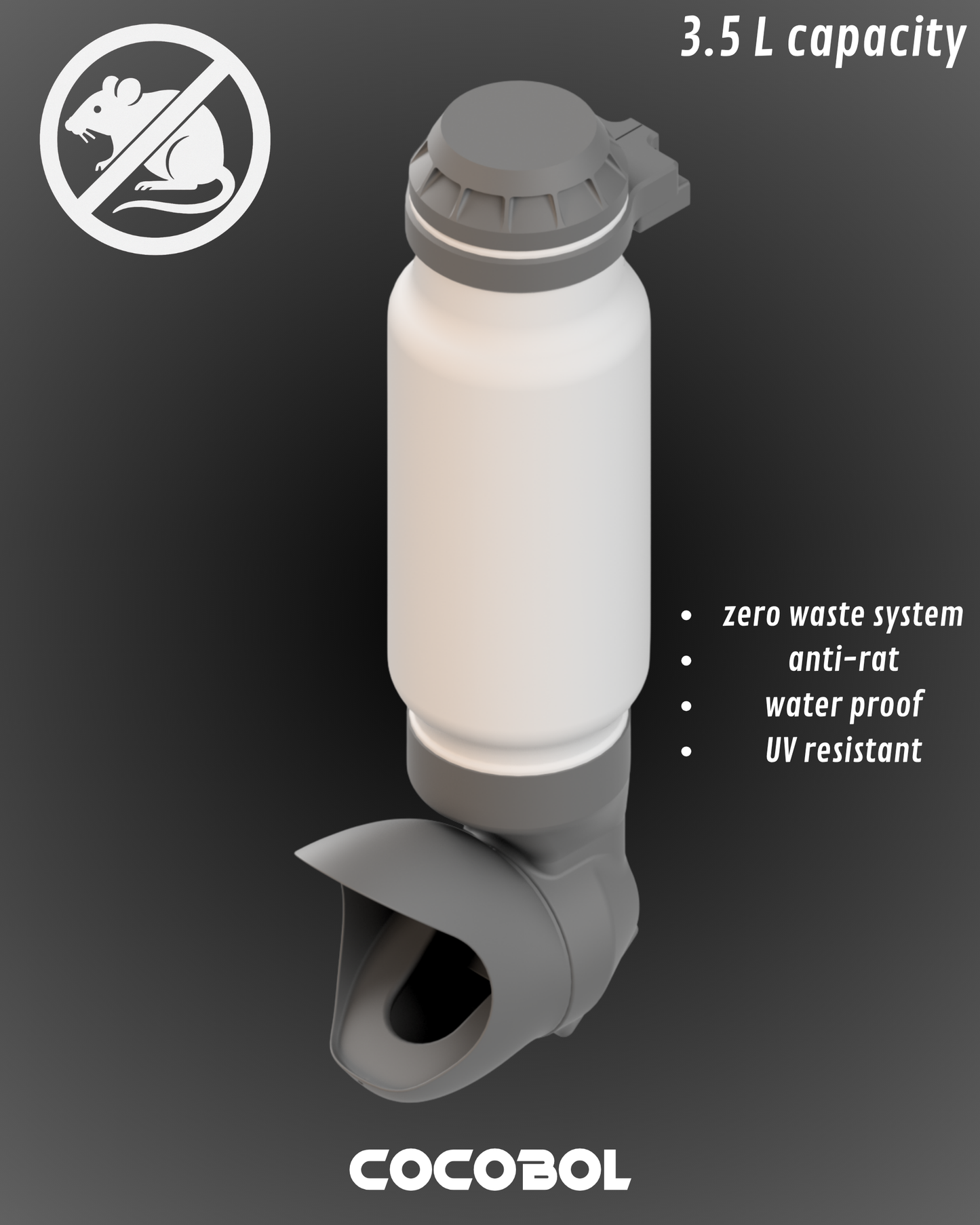 Mangeoire poule anti-gaspillage réservoir rond 3,5 L / 5,5 L – Cocobol