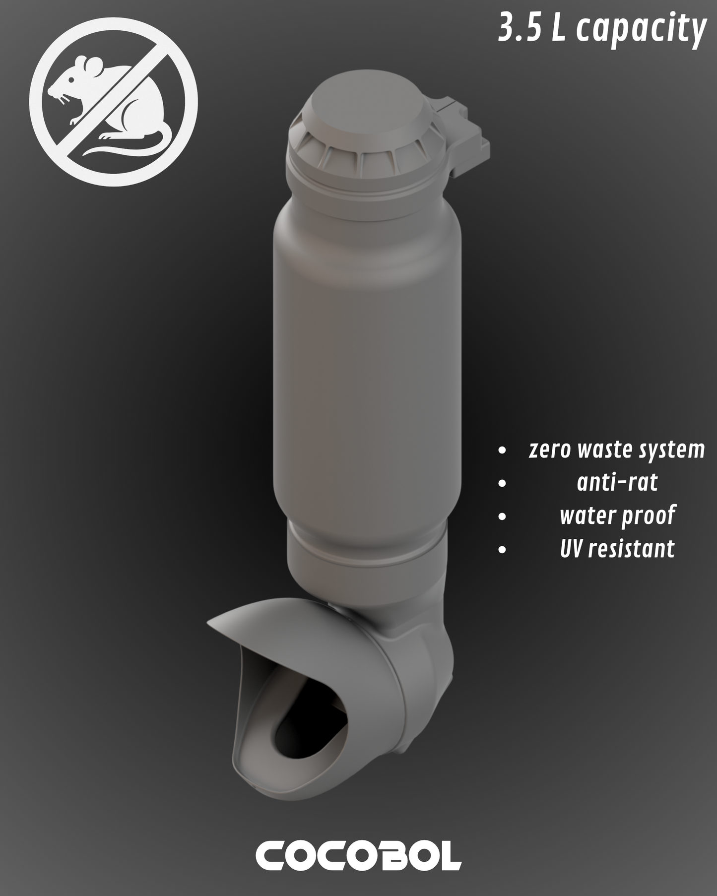 Mangeoire poule anti-gaspillage réservoir rond 3,5 L / 5,5 L – Cocobol