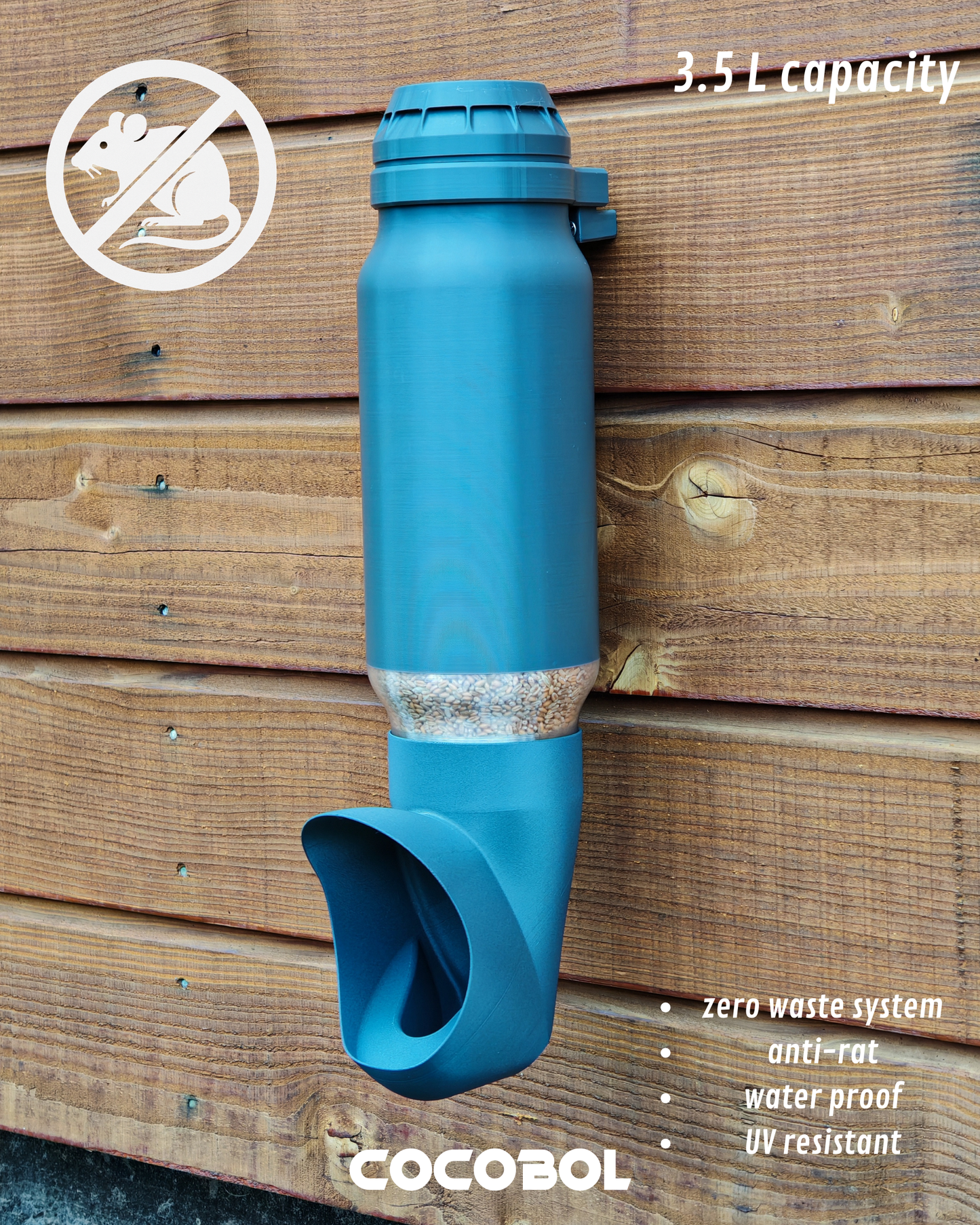 Anti-waste chicken feeder with round reservoir 3.5 L / 5.5 L – Cocobol