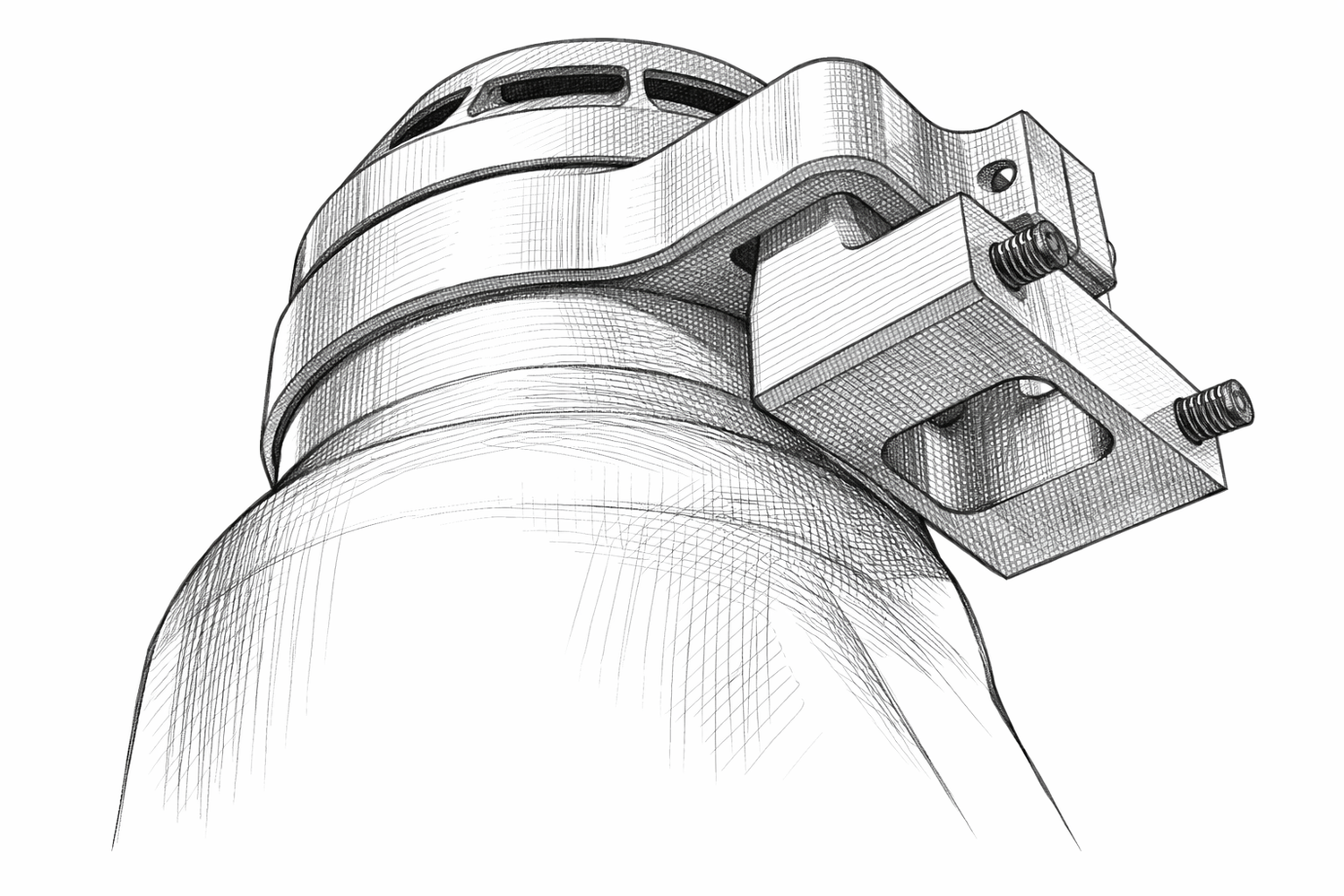 Croquis du système de fixation rapide Cocobol pour installer la mangeoire à poules facilement et la décrocher pour le nettoyage