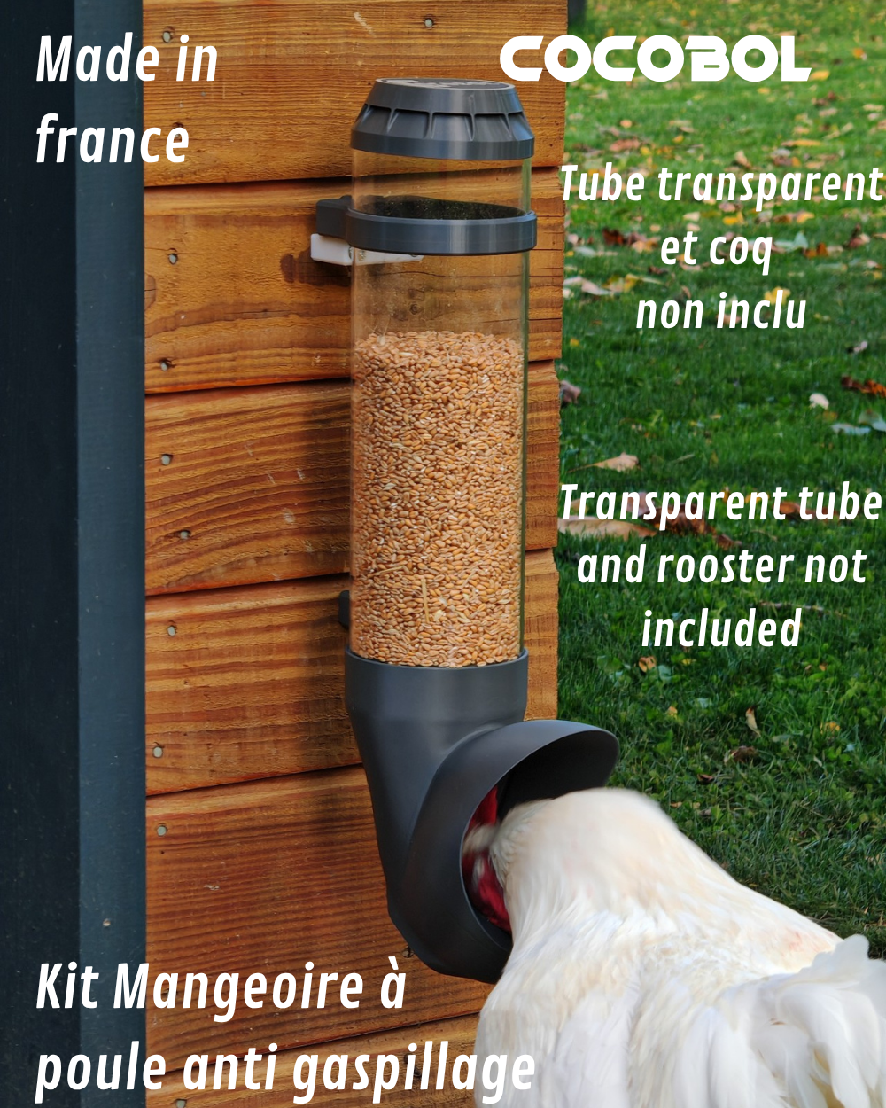 Kit Mangeoire pour poule tube PVC anti rongeur. Fabriqué en France
