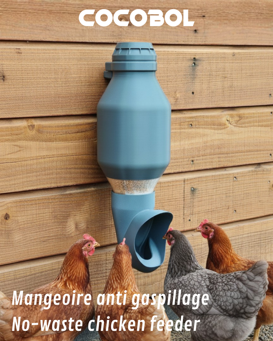 Mangeoire poule anti-gaspillage réservoir rond 3,5 L / 5,5 L – Cocobol